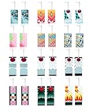KAERUN 12 Pairs Women's Tanjiro Earrings Anime Demon Slayer Earrings Cosplay Fashion Double-sided Acrylic Alloy Resin Earring for Friends Mother and Daughter Halloween Christmas Birthday Jewelry Gifts