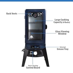 Pit Boss Grills PBV3A1 Electric Smoker, Blue Hammertone, 684 sq inches Pit Boss Grills PBV3A1 Electric Smoker Blue Hammertone 684 sq inches