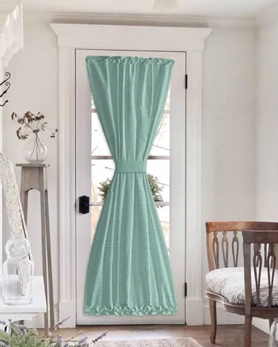Linen Mint Green French Door Curtain Sliding Front Door Curtains