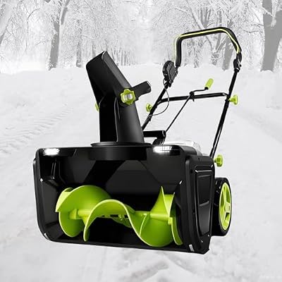 Electric Snow Plow, Cordless Blower, Adjustable Direction, 50cm Width, 7.6m Throwing Distance, Builtin Light, for All Roads and Walkways