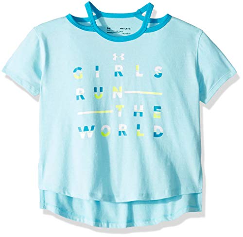 Under Armour Girls Finale Tee Girls Run The World, Venetian Blue Light (448)/High-Vis