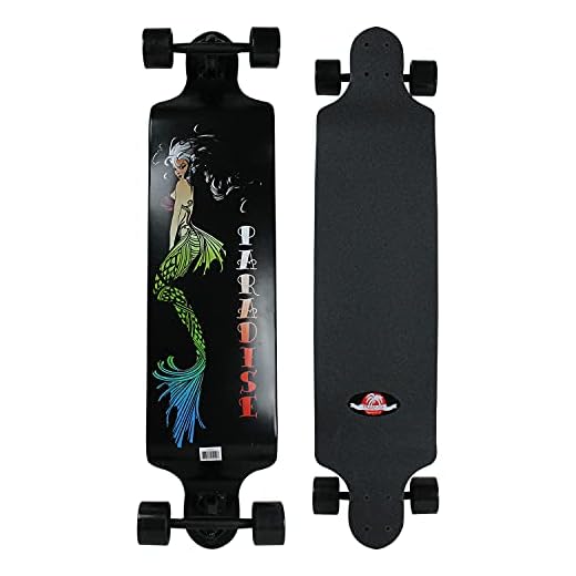 Paradise Longboard Drop Down Complete Cruiser Skateboard, Mermaid Goddess, 9.75" x 41.25"
