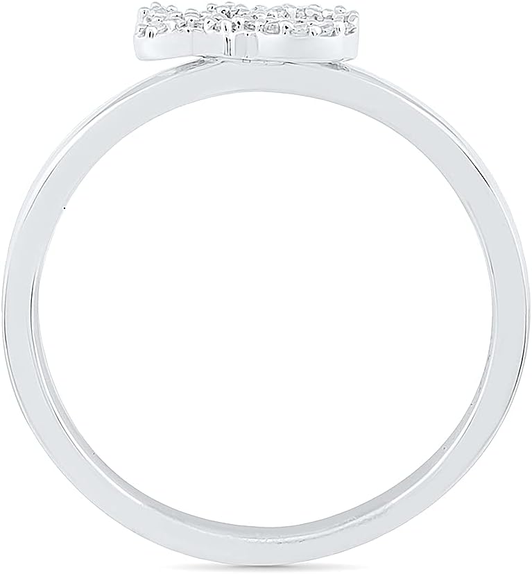 DGOLD Sterling Silver White Round Diamond XO love Ring (0.05 Cttw)