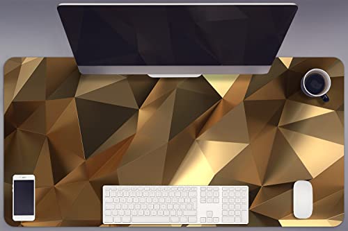 Sous-main de bureau vinyle 90x45cm motif feuille d'or pour espace gaming et travail