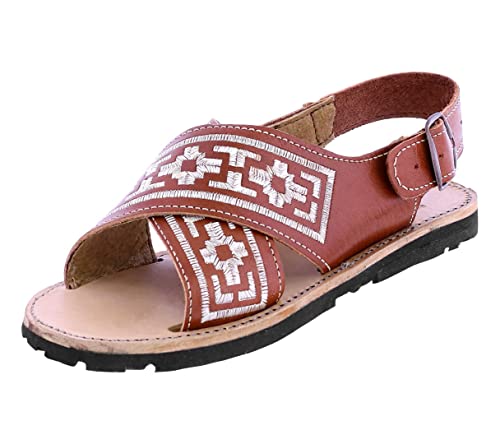 Cowboy Professional Mens 005 Chedron All Real Leather Mexican Huaraches Open Toe Piteado