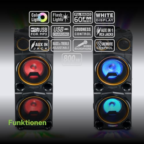 Altavoz maleta Muse M-1988 DJ con 800W de potencia en color negro 6