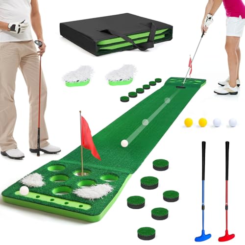 KEMLDIVS Golf Putting Game Set, Detachable Golf Putting Green Mat
