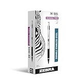 Zebra M-301 Stainless Steel Mechanical Pencil, 0.5mm Point Size, Standard HB Lead, Black Grip, 12-Count