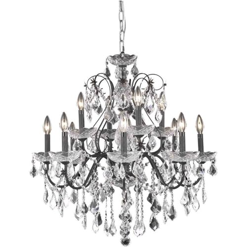 Elegant Lighting St. Francis 12 Lt Dark Bronze Chandelier Clear