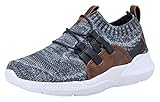 COODO Boy's Breathable Sneakers Kids Casual Sport Shoes (11 Little Kid,Grey Brown)