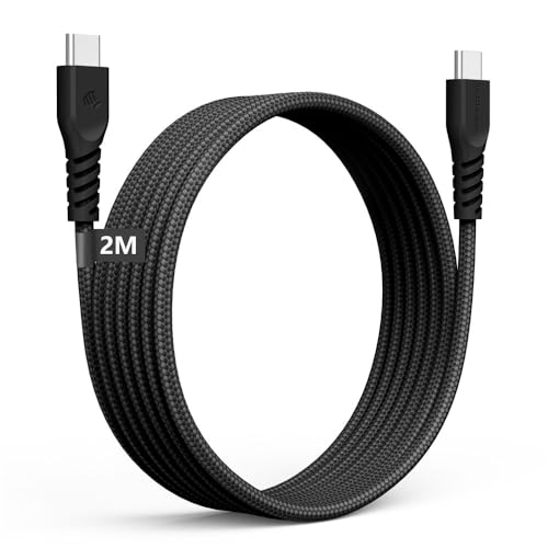 USB C to USB C Long Charger Cable 60W STRONG Braided C to C Cable Fast Charging Type C Data Lead Compatible with iPhone 15, iPad Pro 2022, MacBook Pro, Samsung S24/S23/S22/A14/A54, Honor, Switch [2M]