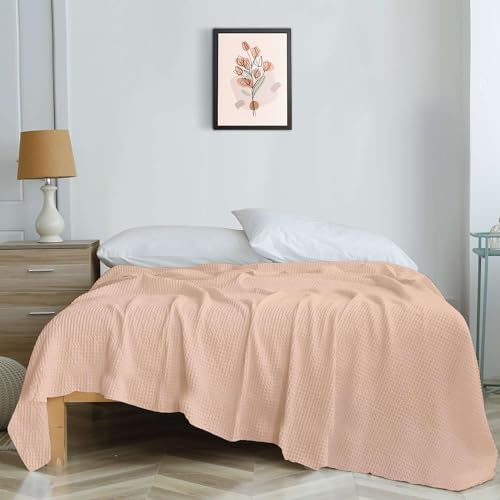 Image of Super Soft & Breathable 100% Microfiber Waffle Blanket - Throw Blanket and Quilt for Bed & Sofa Single(60x90) Size - Cream /Light Sand