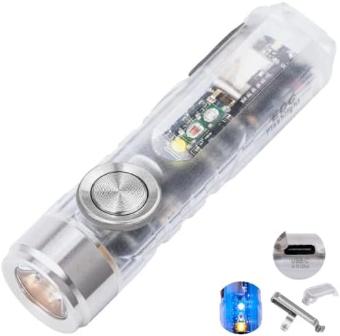 RovyVon 4th USB-C Aurora A8 EDC Flashlight, 6500K LED Max 650 Lumen, Momentary On Keychain Light with Magnetic Clip/Base, Lock Mode, for Checking Outdoor(365nm/Red/White)