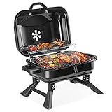 Ainfox Portable Tabletop Charcoal Barbecue Grill, 16-In Mini Folding BBQ Grill for Outdoor Cooking,...