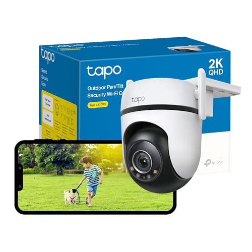 Tapo C520WS Pan/Tilt Outdoor Security Camera, 2K 4MP WiFi Outdoor Camera, 360° Vision Motion Tracking, No Monthly Fee, AI Detection, Starlight Colour Night Vision, IP66, Works with Alexa & Google
