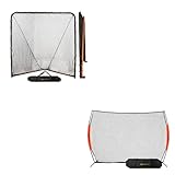 ACELETIQS Lacrosse Goal Folding Lacrosse Net & Baseball Softball Practice, Perfect Golf Net Bundle