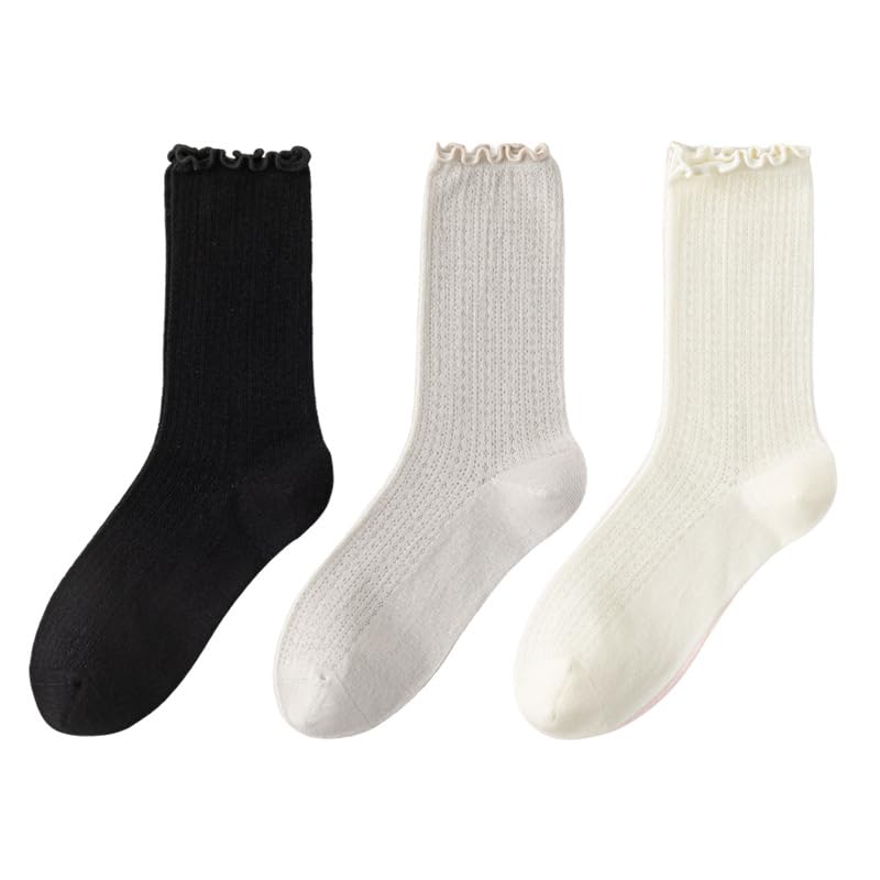 Pile of Socks for Girls in Summer, mesh Breathable, Lightweight, Boneless, Ear Edge, Loose Candy Color, Medium Tube Simple Cotton Socks