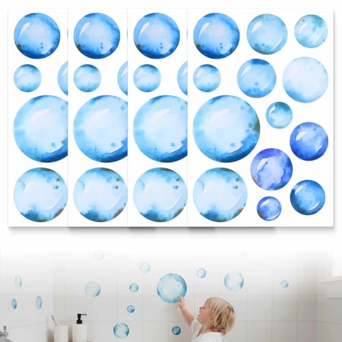Lot de 4 autocollants muraux pour carrelage - Motif bulles de savon - Imperméables - Pour chambre d'enfant, salle de bain, chambre à coucher, garçons et...