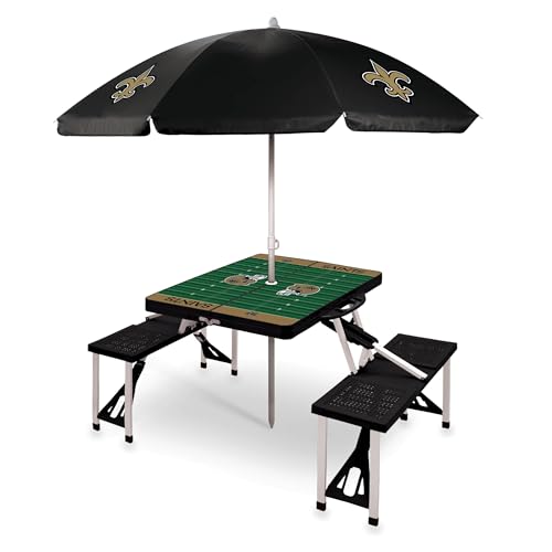 Image of PICNIC TIME NFL Picnic Table Portable Folding Table with Seats and Umbrella