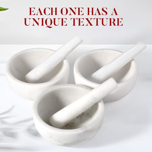 Koville Marble Mortar and Pestle Set, 7"-4 Cups Grinder Bowl for Guacamole, Salsa, Pill Crusher, Spice, Herb, Garlic, Nut, Heavy Duty Grinder for Kitchen(Namib Fantasy) - Thumbnail 7
