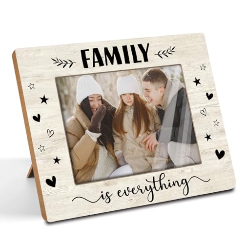 KLYTINK Family is Everyting Wood Picture Frame Warm Home Desk Decor Gifts for Mom Dad or GrandparentsHousewarming Gift for Friends Fits 5x7Inch(Family-1)