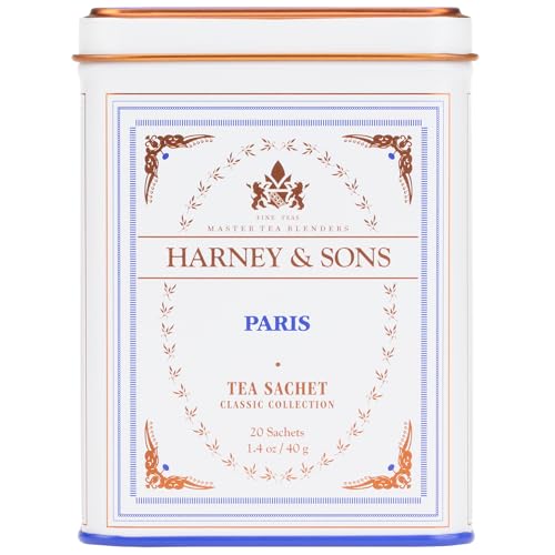 Harney & Sons Paris Black Tea – 20 Sachets | Fruity Vanilla & Caramel Blend with Hint of Lemony Bergamot
