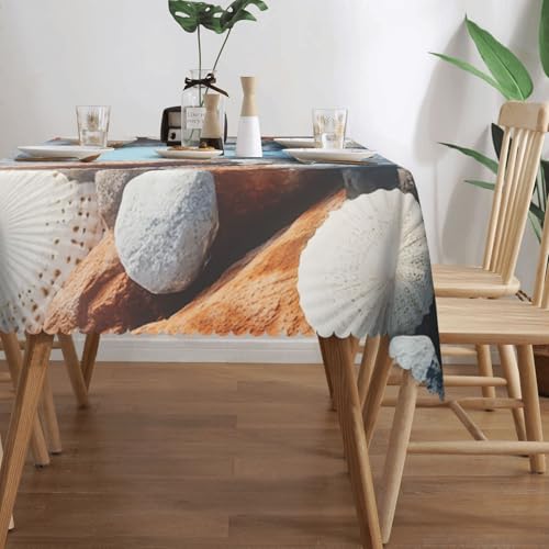 Nappe rectangulaire en tissu haut de gamme motif coquillages chic - 4