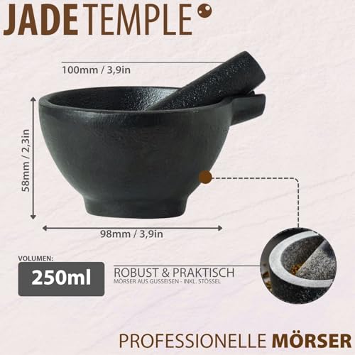 Foto von JADE TEMPLE Mörser & Stößel aus Gusseisen Set, Ø 9,8cm, 5,8cm Höhe, 1 Set