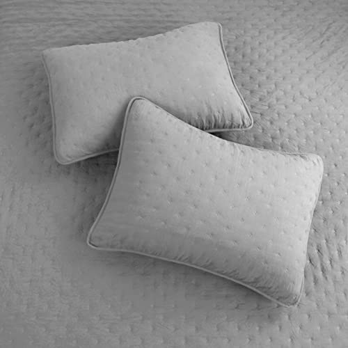 ROARINGWILD California Cal King Size Quilt Bedding Sets with Pillow Shams, Grey Oversized Lightweight Soft Bedspread Coverlet, Quilted Blanket Thin Comforter Bed Cover, 3 Pieces, 118x106 inches