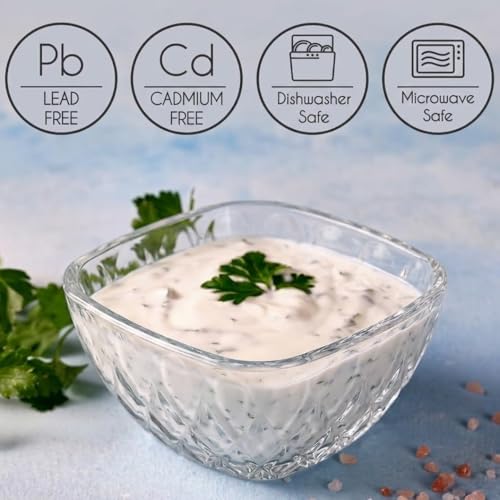 Image of Glassbunny Square Glass Dessert Bowls 260ml Set of 6 | Transparent Ice Cream, Pudding, Yogurt, Custard & Sweet Dish Serving Cups | Stylish Glass Bowls for Kitchen & Dining Table