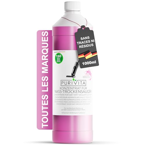 PURIVITA® Détergent concentré pour aspirateur laveur [1 L] - Parfum de magnolia - Produit de nettoyage pour sols - Soin de lavage des sols - Détergent pour...