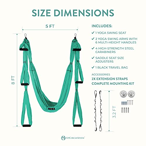 UpCircleSeven Aerial Yoga Swing Set Ceiling Mount Accessories, Turquoise - Image 3