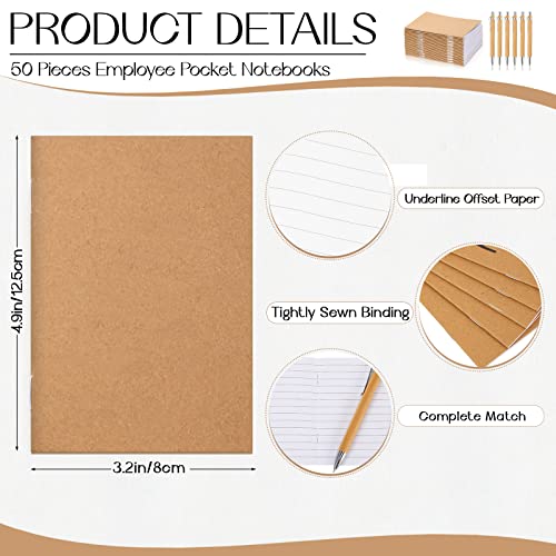 Carnet de notes de poche en bambou Kisston lot de 50 idéal pour cadeaux