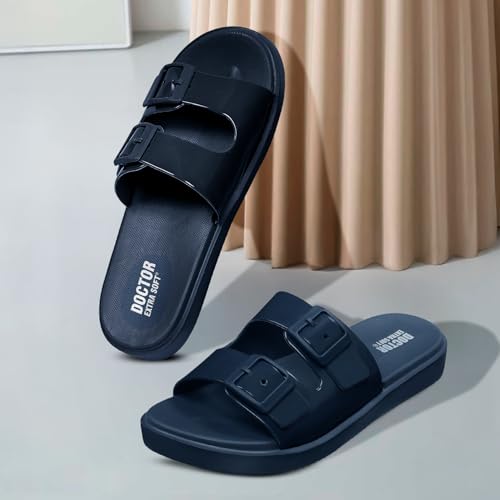 Image of DOCTOR EXTRA SOFT Women's Classic Cushion Sliders /Slippers with Adjustable Buckle Strap for Adult | Comfortable & LightWeight| Stylish & Anti-Skid|Waterproof & Everyday Flip Flops Ladies /Girls New-523