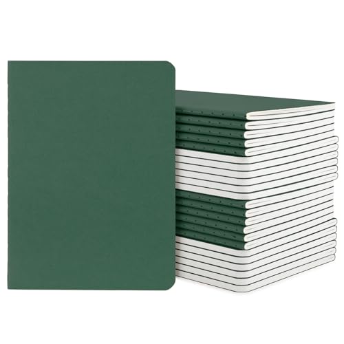 Yarotm Cuaderno A6 Hojas Blancas Tapa Blanda - 24 Piezas 100g/m² Papel Bloc de Notas Blanco - 30 Hojas/60 Páginas Notebooks Set A6 10x14cm - Libreta para Apuntes,Diario de Viaje, Verde Oscuro