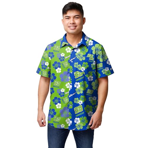 FOCO Men's Standard NASCAR Driver Split Color Floral Button Up Shirts