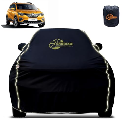 Image of Reflector Waterproof Car Cover for Renault Triber with Mirror & Antenna Pocket | All Weather Protection | Washable Fabric | Black Color