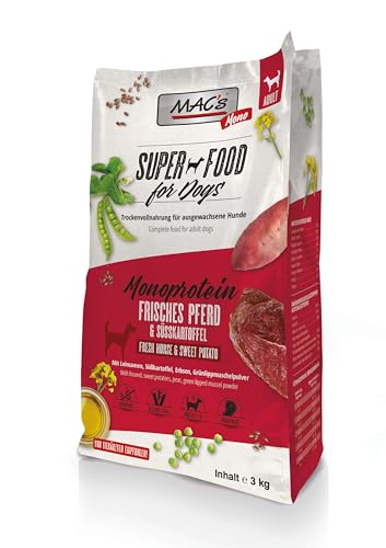 Mac's Dog Trockenfutter für Hunde, Monoprothee, Geschmack Pferd und Süßkartoffel, 3 kg