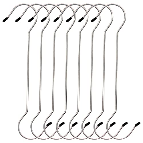 Benvo Extra lange S-Haken, Edelstahl, 30,5 cm, robust, S-förmiger Haken, Pflanzenaufhängung, Haken mit Gummi-Ende für Schrank, Garage, Bad, Küche, Garten, S-Haken, für drinnen und draußen, 8 Stück Cover