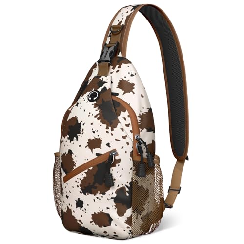 xspgrnm Brown Cow Print Sling Bag