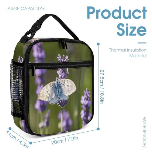 3Pcs Backpack Sets Lavender And Butterfly Print Travel Daypack 3 in 1 Lightweight Backpack Set with Lunch Bag And Cosmetic Bag4