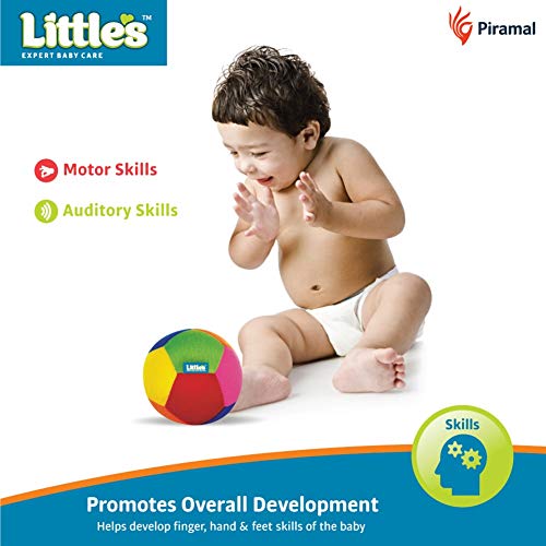 Little's Soft Plush Baby Ball with Rattle Sound | Baby Toys | Size 11 cm (Medium) | Toys for Kids | Colorful Toddler Activity Toys | Soft Toy (Image - 3)