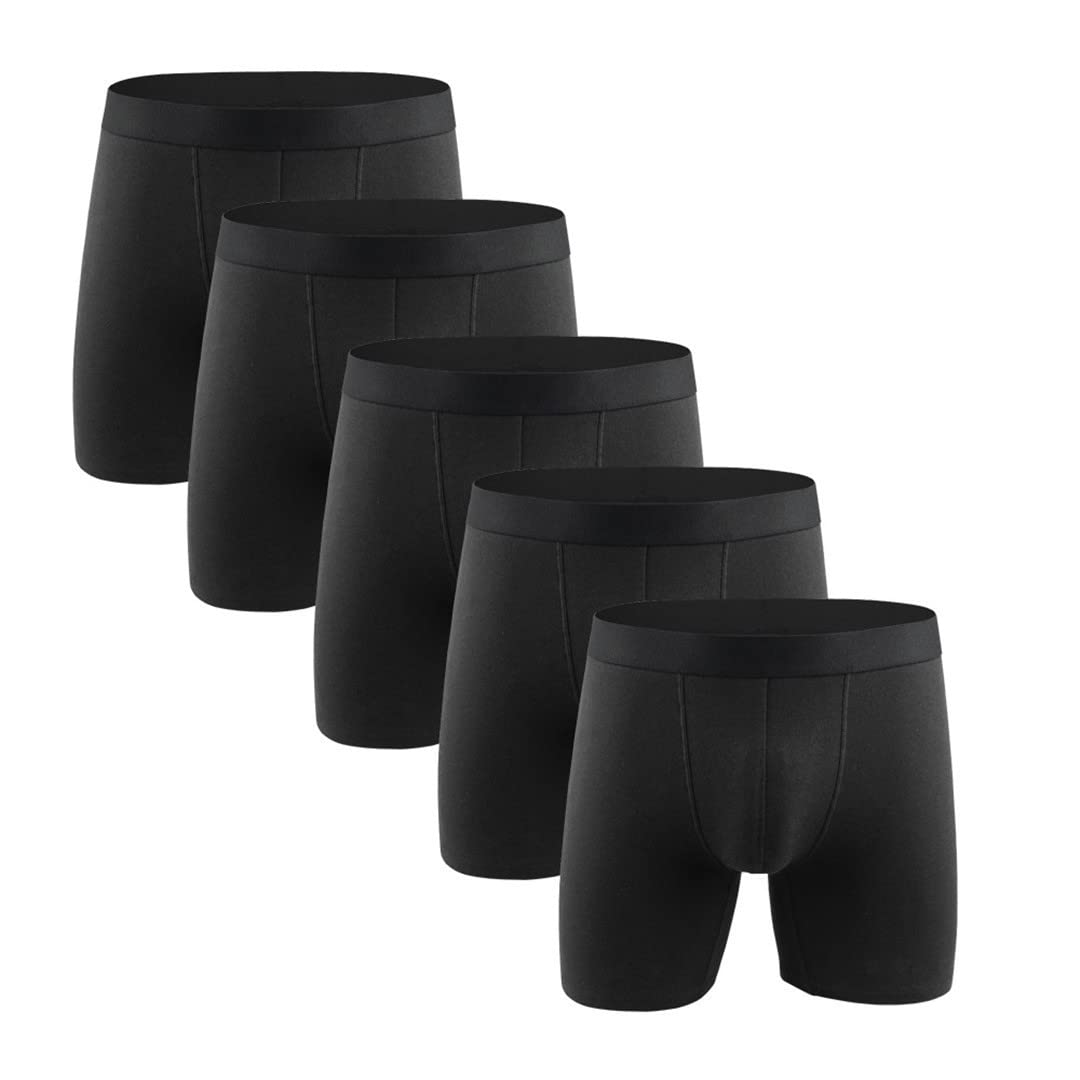 Mutande Uomini Lunghi Pugili Biancheria Intima Cotone Solido Sotto Boxer Uomo Boxershorts 5 Pz/lotto, Wcf07-5nero, L