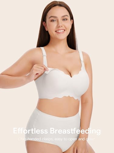 Image of Angelhood Nursing Bras for Breastfeeding Ultra Comfort Seamless Maternity Bra Pack Wireless Pregnancy Bralette Bra Extender