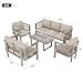 Merax Gartenmöbel Set 5-teilig, 7 Personen Gartenlounge mit 3-Sitzer Sofa, 2-Sitzer Sofa, 2 Sesseln und Couchtisch mit Glasplatte, Outdoor Möbel für Garten Terrasse Balkon, Khaki