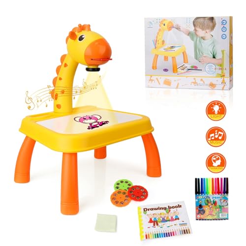 CS COSDDI Proyector de Dibujo para niños, Mesa de proyector de Dibujo para niños, proyector de Juguete con luz y música, proyector de Dibujo de Pintura, Juguete para niños y niñas a Partir de 3 años