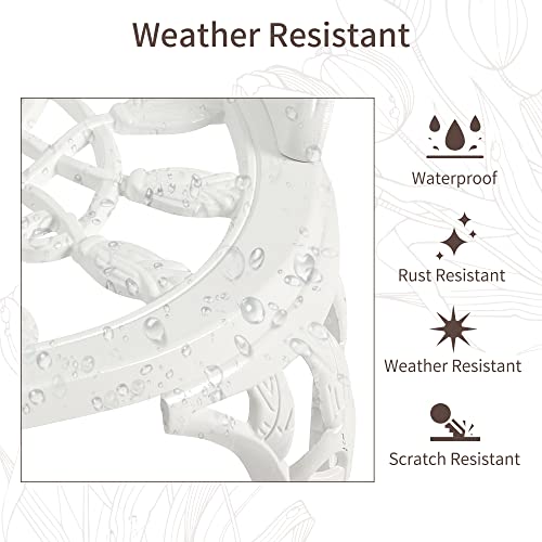 Homefun Outdoor Patio Bench, Garden Bench With Cushion All-Weather Cast Aluminum Extra Loveseat For Lawn Front Porch Path Yard Decor Deck Furniture White #TOP3