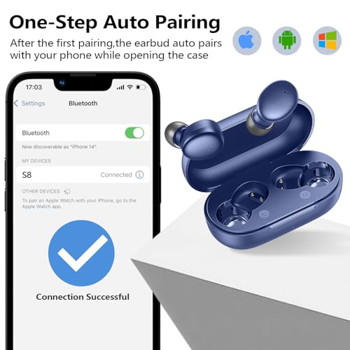 Image of kurdene Wireless Earbuds Bluetooth 5.3 in Ear Buds Light Weight Headphones,Deep Bass Sound,Built in Mics Headset,Clear Calls Earphones for Sports Workout Blue | Premium Sound Bass Ear buds with Charging Case,Touch Control,Built in Mics Headset,Clear Calls for Sports Workout Blue