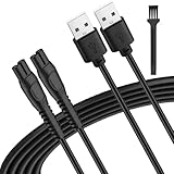 5V USB Charger Cable Compatible with for Philips Norelco One Blade 360 Newer Model QP2834 QP2724 MG9525 QP1324 QP1424 QP1924 QP4530 MG9510 One Blade Series Electric Shaver Razor (2-Pack + Brush)