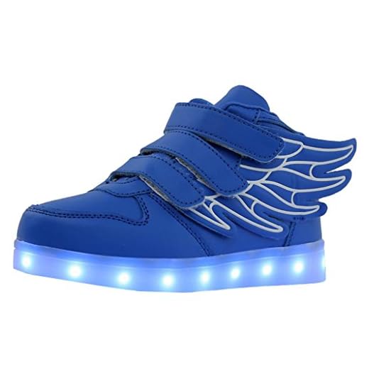 B Blesiya Skateboard skor vingar blinkande sneakers barn sportskor Light up sport sneakers, - blå - 27 EU